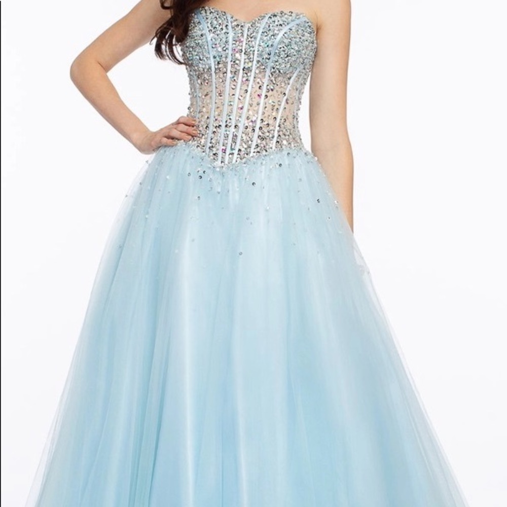 Jovani Strapless Illusion Beaded Dress